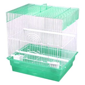 Blue Ribbon Square Style Roof Bird Cage, 11" x 14" x 15", White/Green